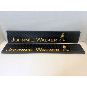2 Johnnie Walker Whiskey 2008 Drip Runner Rubber Bar Rail Mat 20.5 x 3.5 Inches